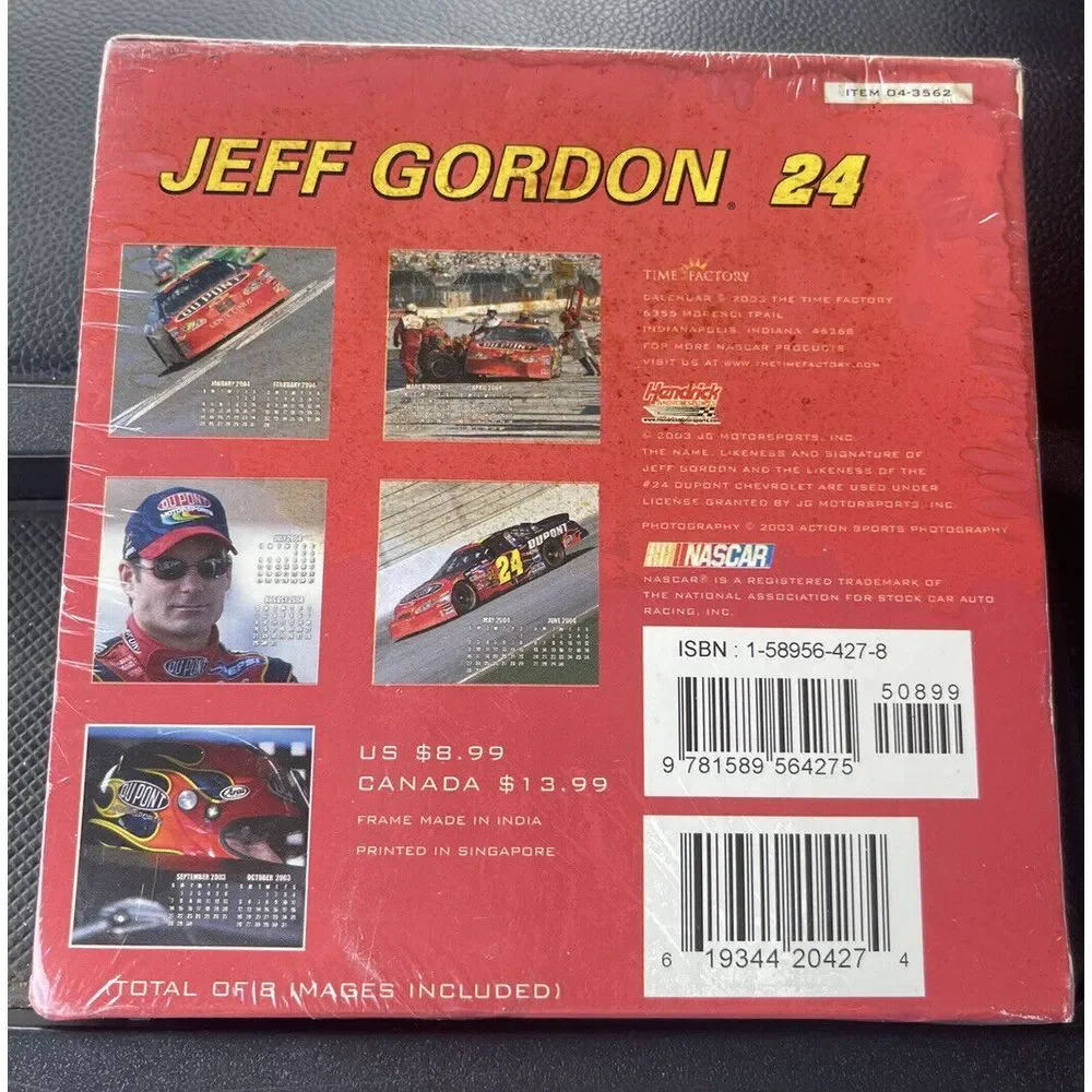 Vintage‎ JEFF GORDON 16 MONTH WOODEN DESK FRAME CALENDAR SEPT. 2003 - DEC. 2004